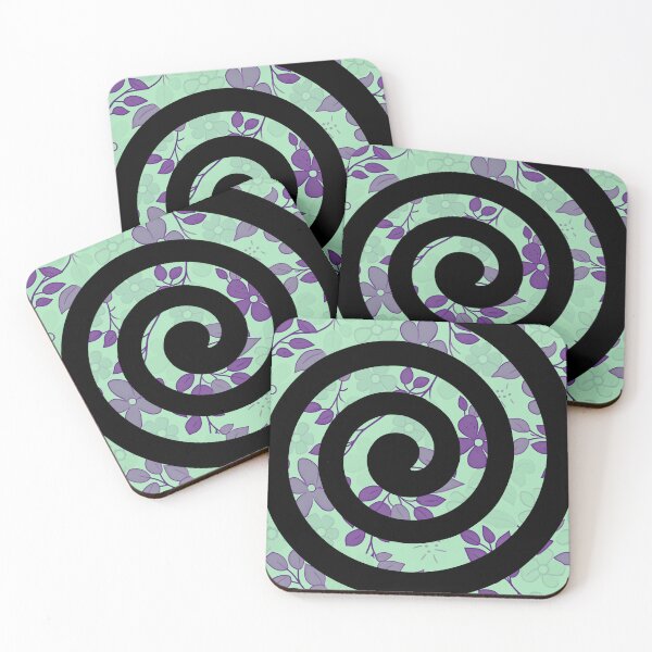 Item preview, Black Spiral on Floral Mintish Background designed and sold by CushyNest.