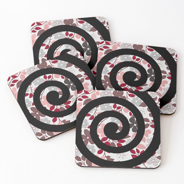 Item preview, Black Spiral on Floral Greyish Background designed and sold by CushyNest.