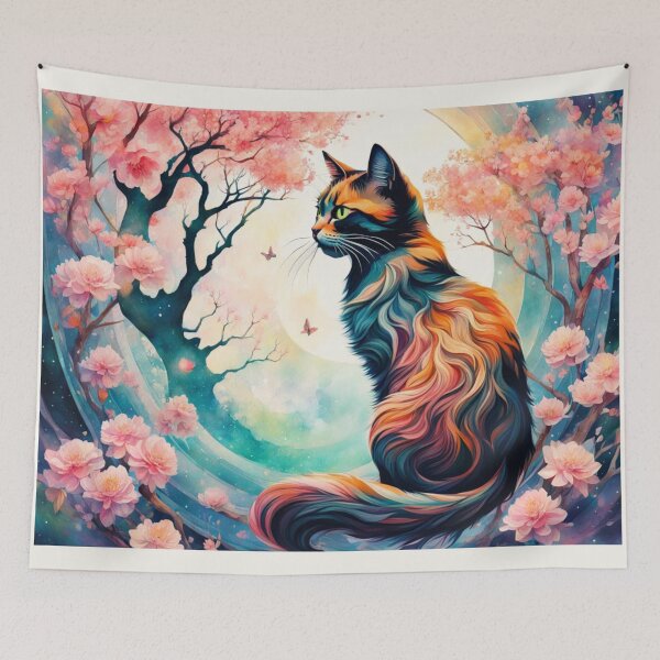 Item preview, Cat with blossom designed and sold by YukiKenji.