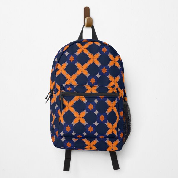 Item preview, Orange and navy flower pattern designed and sold by RAIDEN-BLACK.