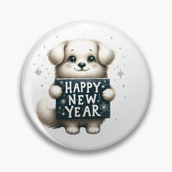 Item preview, Whimsical Dog with Happy New Year Sign designed and sold by KNAA.