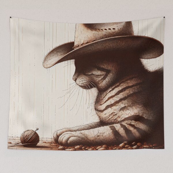 Item preview, Whiskers & Leather: A Pensive Feline designed and sold by PictorialWhimsy.