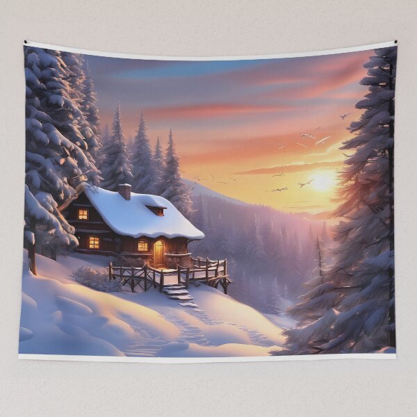 Item preview, Cottage in Winter Mountain Forest designed and sold by Design-Illusi0n.