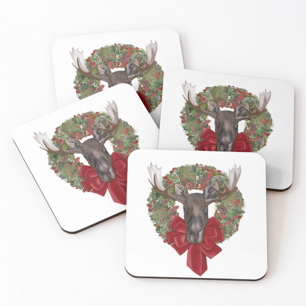 Item preview, Moose Christmas Wreath designed and sold by Wondersofwhimsy.