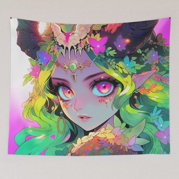 Item preview, Fantasy Floral Headdress Fae Anime Girl designed and sold by bubblegoth.