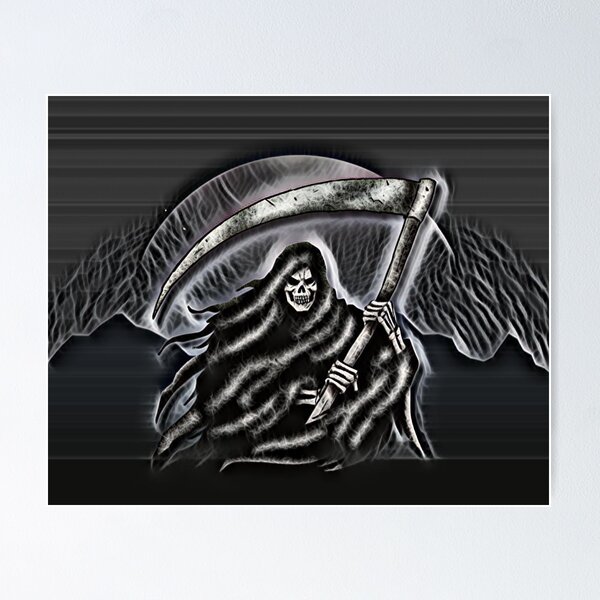 Item preview, Creepy Skeleton Grim Reaper - Smokey Style - Dark Background designed and sold by TGAL2.