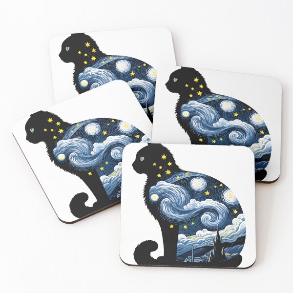 Item preview, Starry Night Cat,Van Gogh Starry Night Cat Classic Vintage Cat Art Painting designed and sold by Inno-Ink.