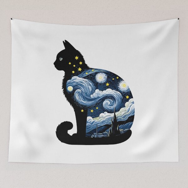 Item preview, Starry Night Cat,Van Gogh Starry Night Cat Classic Vintage Cat Art Painting designed and sold by Inno-Ink.