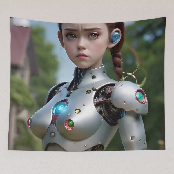 Item preview, Cute Futuristic Cyborg Girl designed and sold by TheArtOfPat.