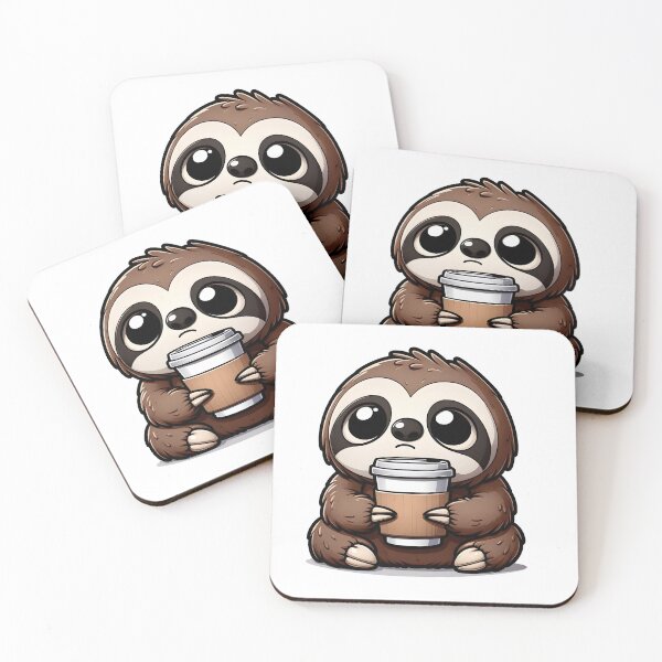 Item preview, Kawaii Sloth Drinking Coffee designed and sold by DetourShirts.