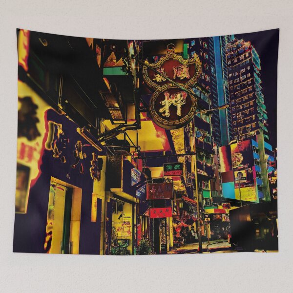 Item preview, Hong Kong street with many advertising signs designed and sold by RoyalTarget.