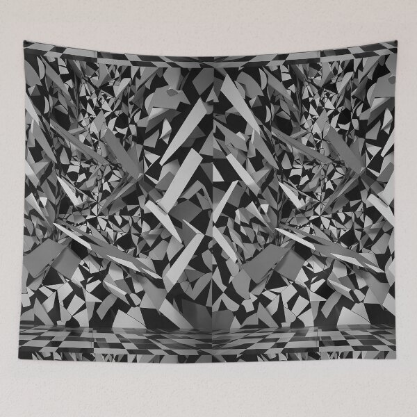 Item preview, Intertwined stalagmites fashion black and white abstract art designed and sold by Carlos Gudino.