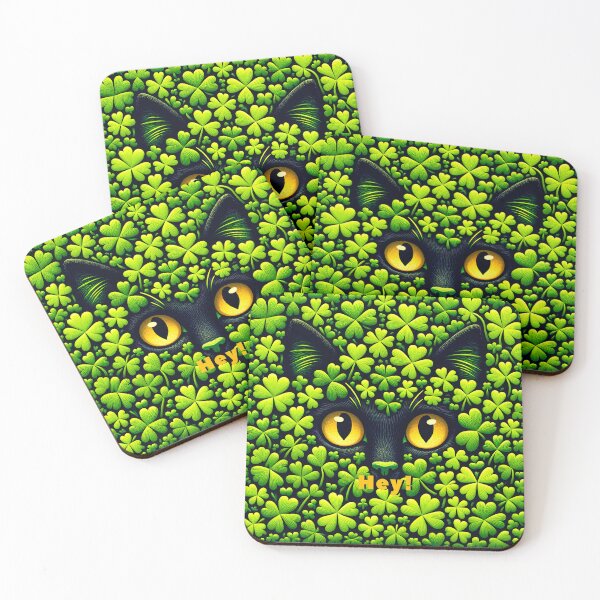 Item preview, Emerald Gaze: Lucky Clover Feline Art designed and sold by inkArtistryfine.
