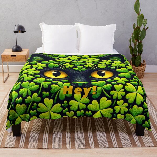 Item preview, Emerald Gaze: Lucky Clover Feline Art designed and sold by inkArtistryfine.