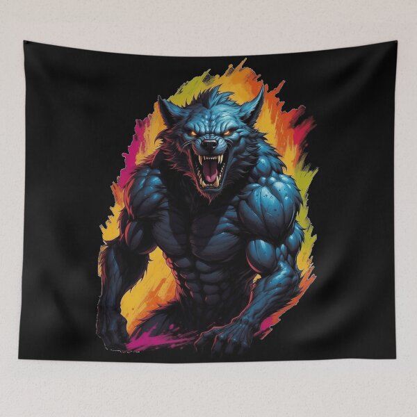 Item preview, Werewolf on a colorful fantasy background. designed and sold by BajanTees.