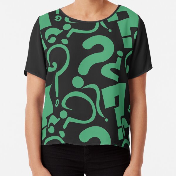 Green Question Marks Chiffon Top