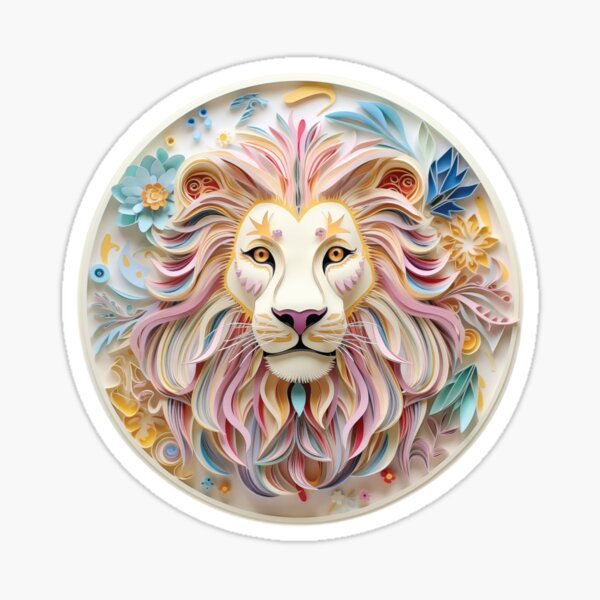 Item preview, Leo Lion Head - Pastel Colors - Quilled Paper Artwork designed and sold by Nifty-Studios.