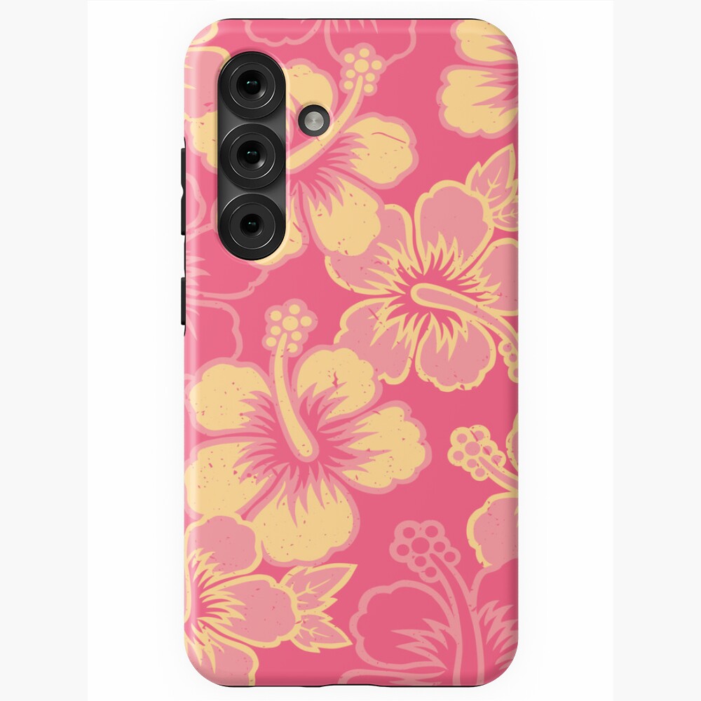 Vintage Hawaiian Pink Hibiscus Flower Pattern
