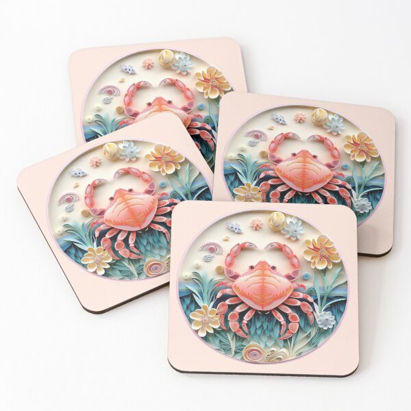 Item preview, Cancer Crab - Pastel Colors - Quilled Paper Artwork designed and sold by Food Lover Art.