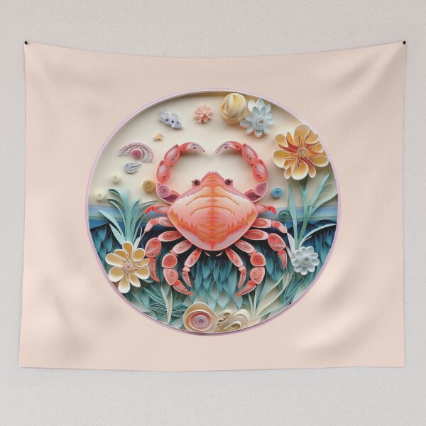 Item preview, Cancer Crab - Pastel Colors - Quilled Paper Artwork designed and sold by Food Lover Art.
