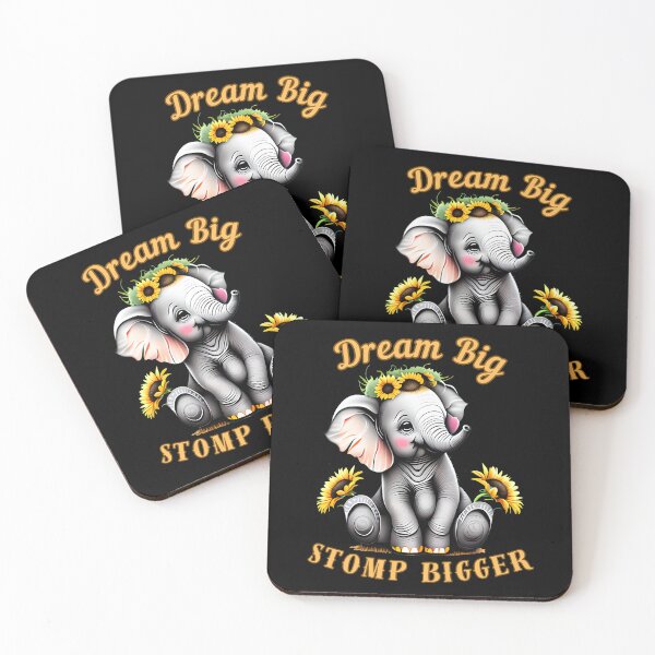 Item preview, Dream Big, Stomp Bigger. watercolor elephant designed and sold by ElephantVibes.