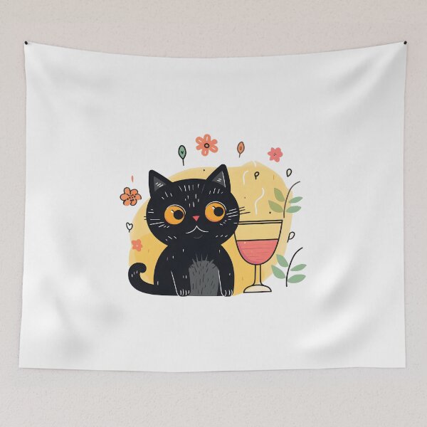 Item preview, Wine Drinking Adorable Minimalist Silly Cat designed and sold by omerfdln34.