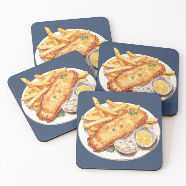 Item preview, Plate of Crispy Fish and Chips With Tartar Sauce designed and sold by Alicia Chee.