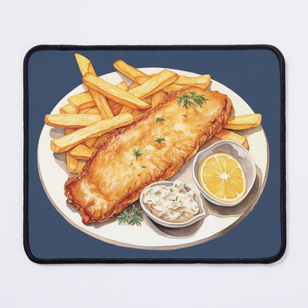 Item preview, Plate of Crispy Fish and Chips With Tartar Sauce designed and sold by Alicia Chee.