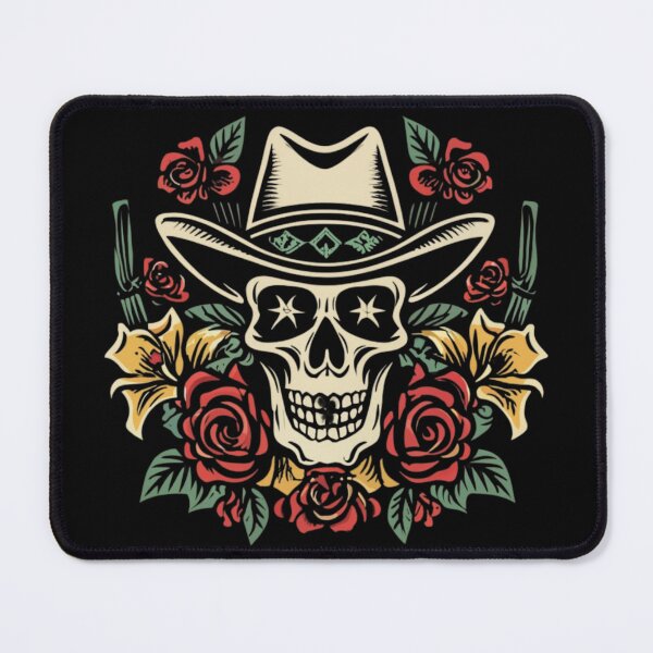 Item preview, American Traditional Cowboy Skull and Floral Tattoo designed and sold by Goku Creations.