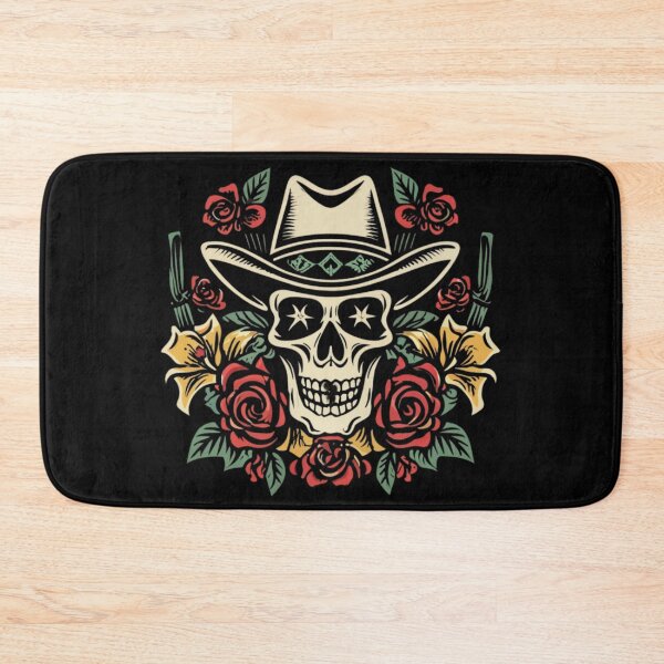 Item preview, American Traditional Cowboy Skull and Floral Tattoo designed and sold by Goku Creations.