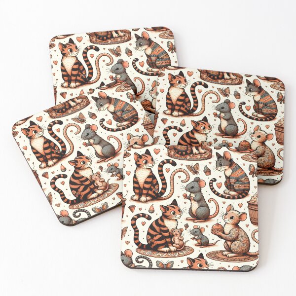 Item preview, Charming Cats and Mice Pattern designed and sold by inkArtistryfine.