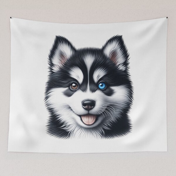 Item preview, Black/White Bi-Eyed Siberian Husky Puppy designed and sold by CharmStudio.