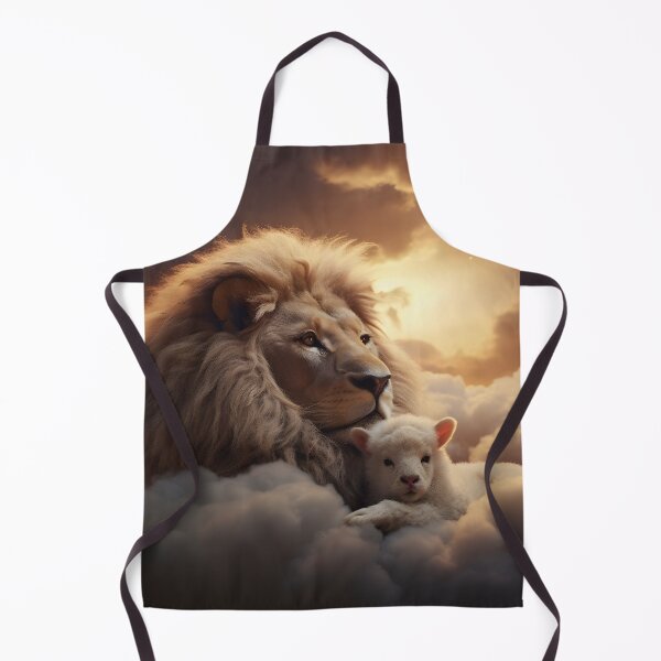 Item preview, Lion and lamb sitting on a heavenly cloud designed and sold by dcrc.