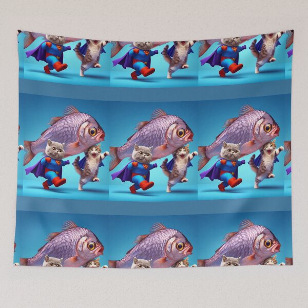 Item preview, funny cat with fish designed and sold by sbrstore.