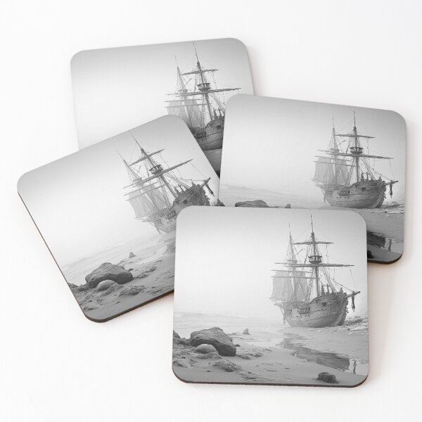 Item preview, Stranded Sailing Ship BW designed and sold by Elisabeth Lucas.