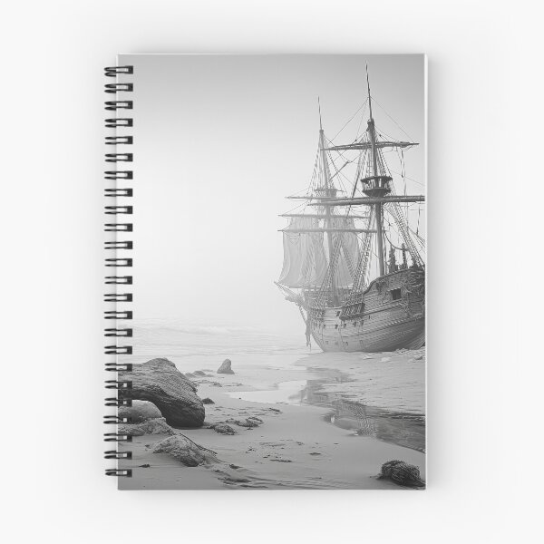 Item preview, Stranded Sailing Ship BW designed and sold by Elisabeth Lucas.