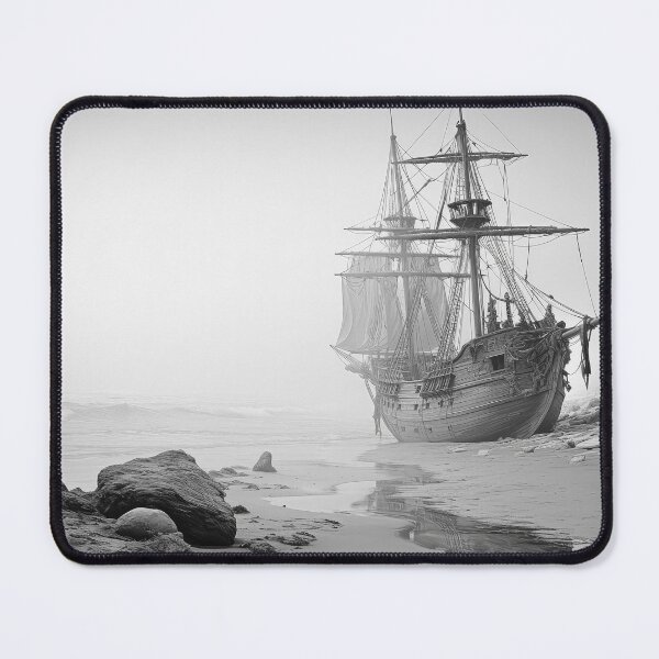 Item preview, Stranded Sailing Ship BW designed and sold by Elisabeth Lucas.