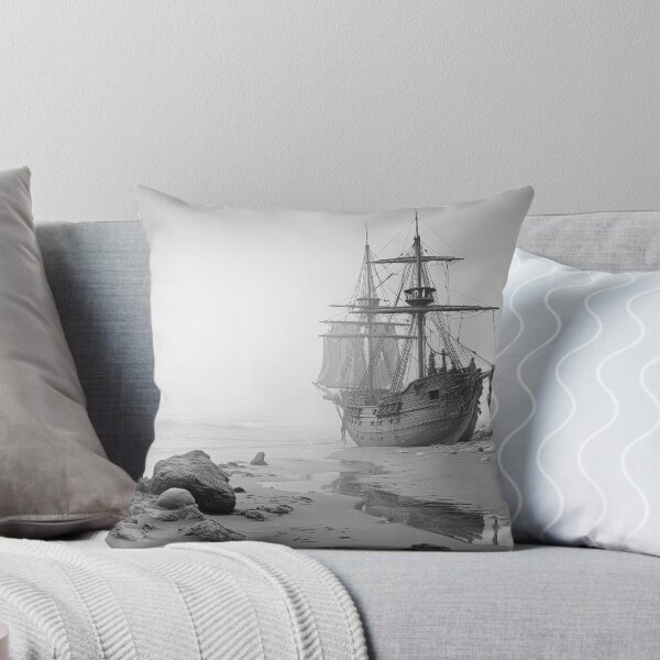 Item preview, Stranded Sailing Ship BW designed and sold by Elisabeth Lucas.