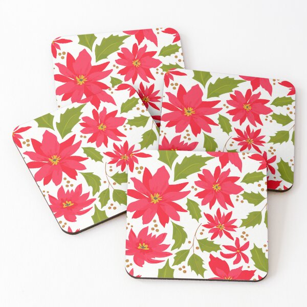Item preview, Winter Red Poinsettias Chic Floral Pattern With Leaves designed and sold by DEC02.