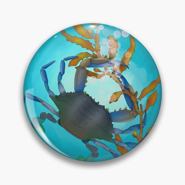 Item preview, Blue Crab hanging onto some sargassum seaweed  designed and sold by Langfordcraft.