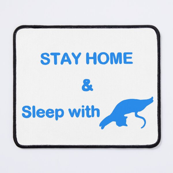 Item preview, Stay home & Sleep with cat white and blue minimal design designed and sold by lazycat14.