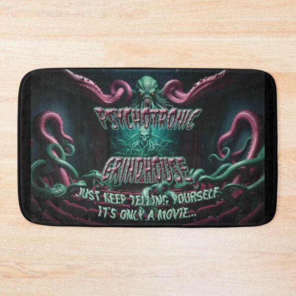 Item preview, "Psychotronic Grindhouse" Horror Movie Theatre with Green Skull, Alien Space Monster and Tentacles designed and sold by BardCoreDesigns.