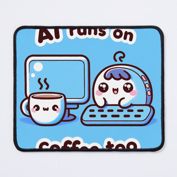 Item preview, Caffeine Coded Cuties - Adorable AI and Coffee (Blue) designed and sold by hiddenlayers.