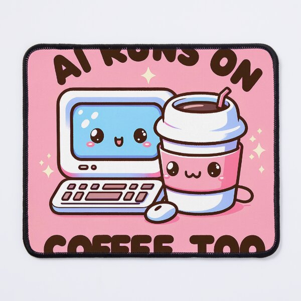 Item preview, Caffeine Coded Cuties - Adorable AI and Coffee (Pink) designed and sold by hiddenlayers.