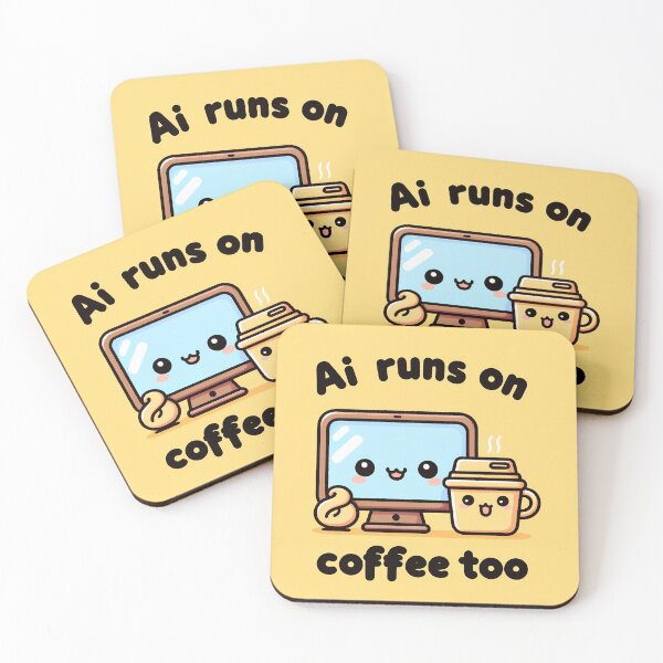 Item preview, Caffeine Coded Cuties - Adorable AI and Coffee (Yellow) designed and sold by hiddenlayers.
