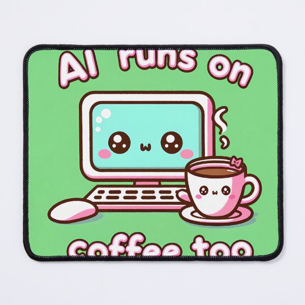 Item preview, Caffeine Coded Cuties - Adorable AI and Coffee (Green) designed and sold by hiddenlayers.