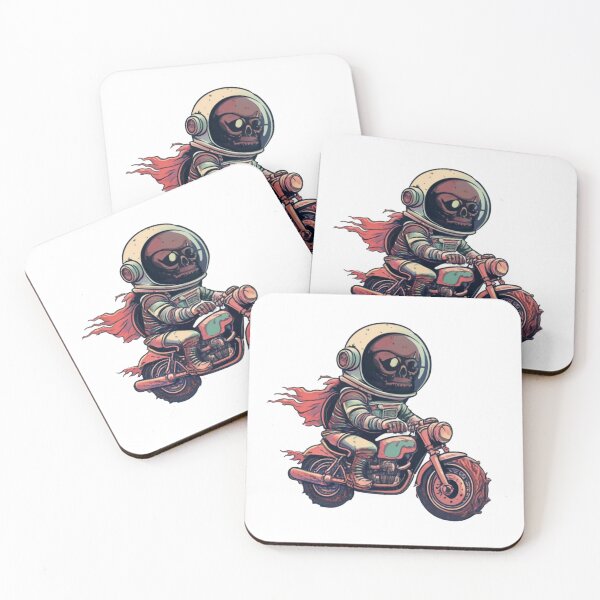 Item preview, preppy skeleton astronaut motorbike rider designed and sold by bukajart.