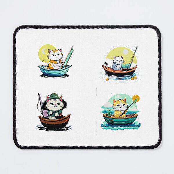 Item preview, Cute Cats Fishing In A Boat - Cat Sticker Set designed and sold by Earth Nature Creations.
