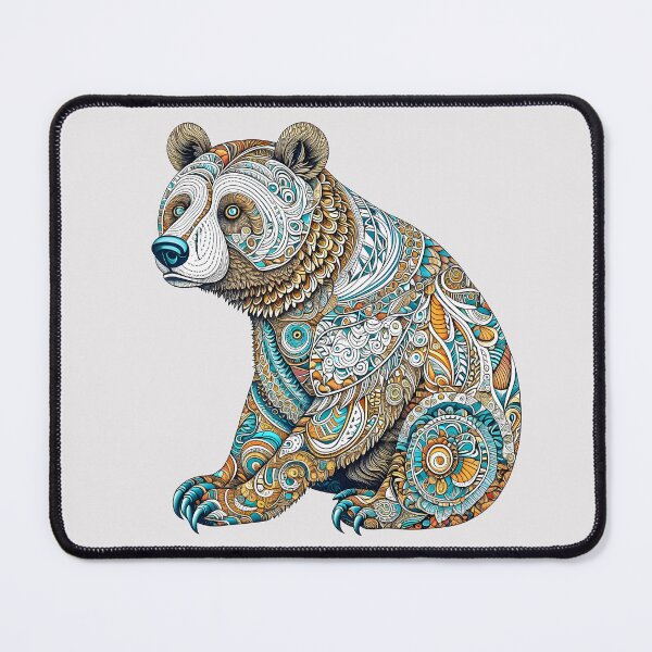 Item preview, Bohemian bear mandala art in body designed and sold by Trendsecne.