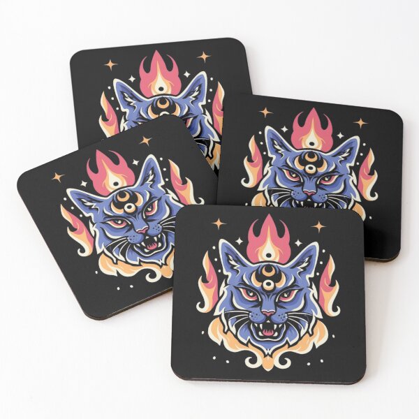 Item preview, Mystical Feline Charm: American Traditional Mystical Cat Tattoo designed and sold by Goku Creations.